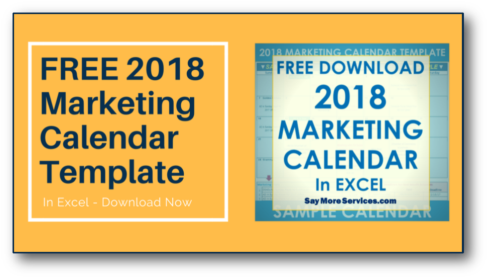 Free 2018 Marketing Calendar Template Download H-shadow - Download Free Excel Calendar 2018 (974x556), Png Download