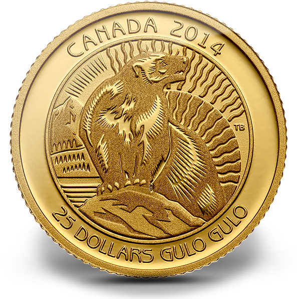 Canada 2014 Wolverine Proof Gold 1/4 Oz - Coin (640x612), Png Download