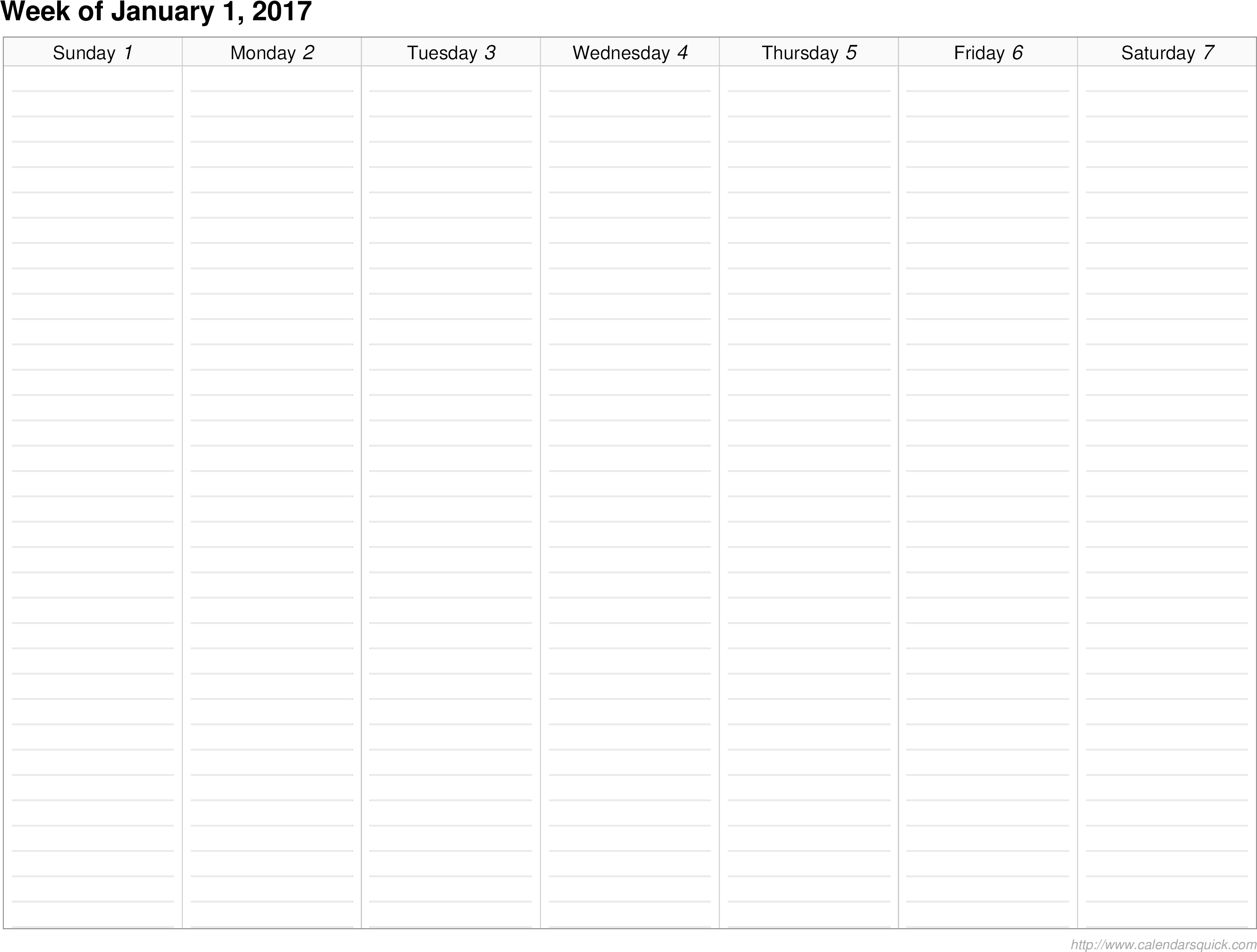 Printable Lined Weekly Calendar - Number (3300x2550), Png Download