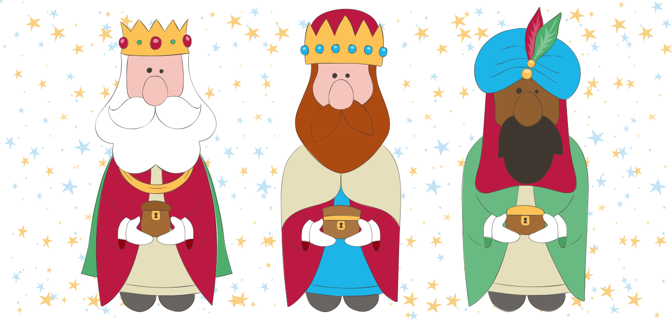 Minimotos Reyes Magos - Cartoon (1364x650), Png Download