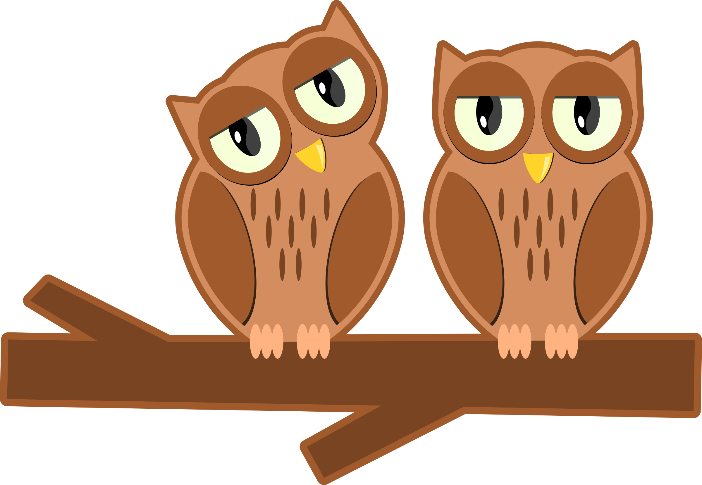 Big Image - Orange Owl On Branch Clipart (2400x1659), Png Download