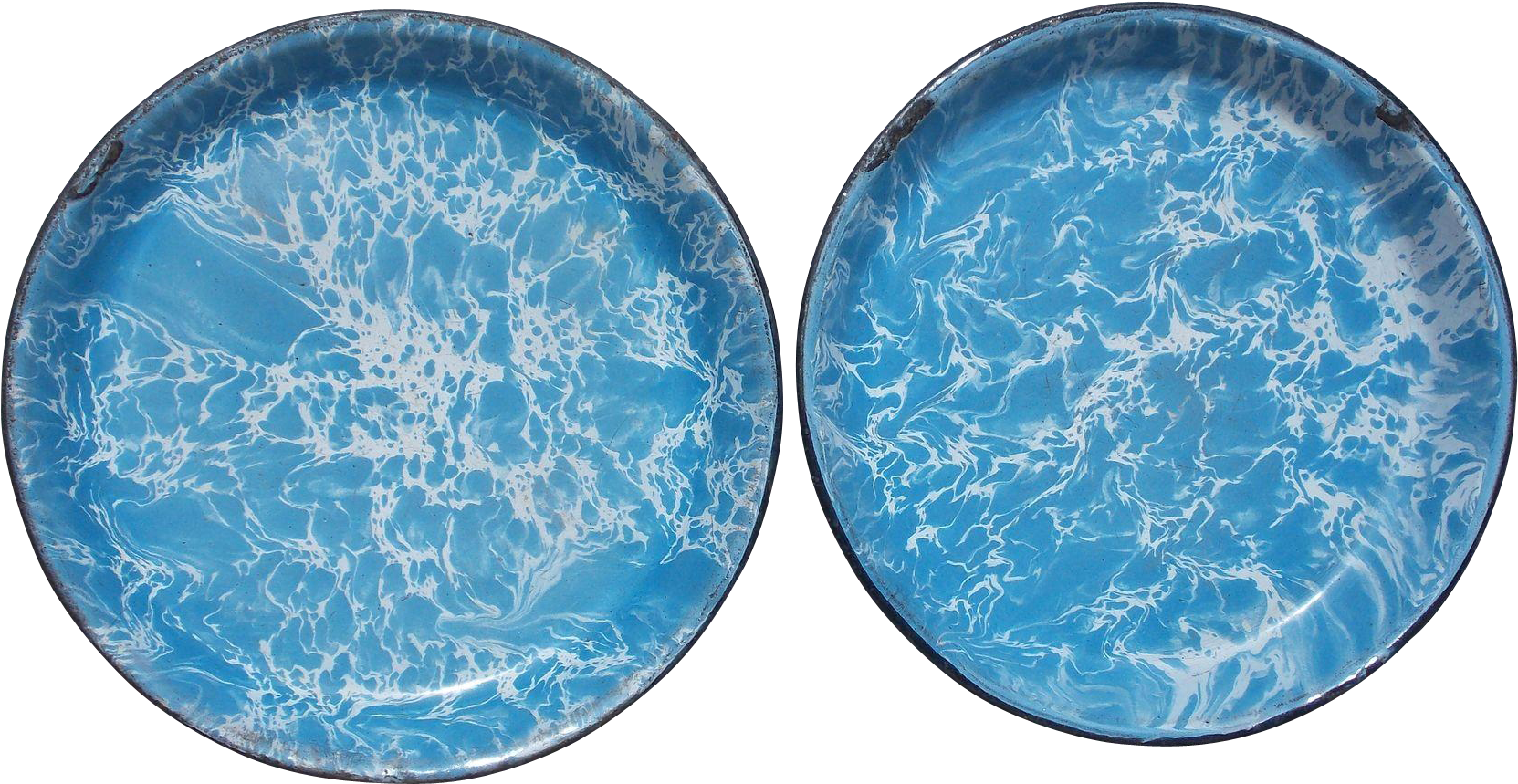 Robin's Egg Blue Swirl Two Sided Enamel Vintage Graniteware - Circle (1662x1662), Png Download