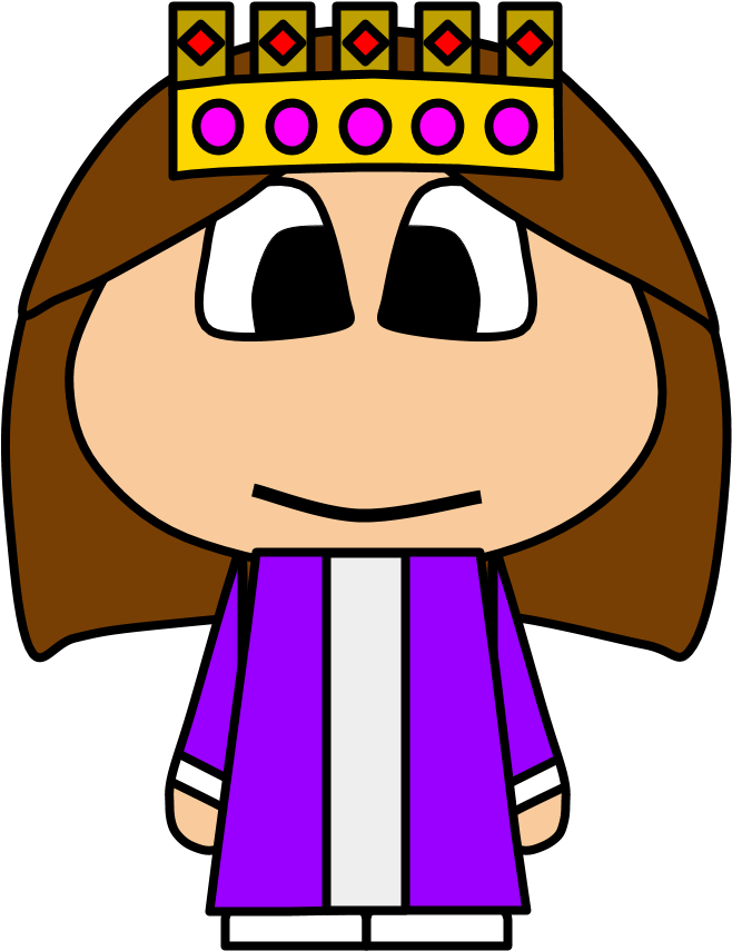 Queen, Crown, Big Eyes, Cartoon Person - Cartoon (816x1056), Png Download