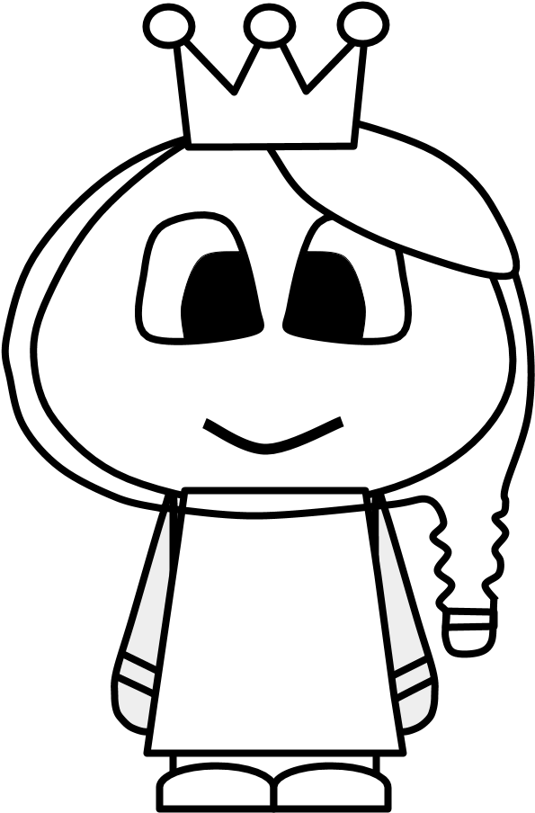 Princess, Crown, Big Eyes, Cartoon Person, Black And - Line Art (816x1056), Png Download
