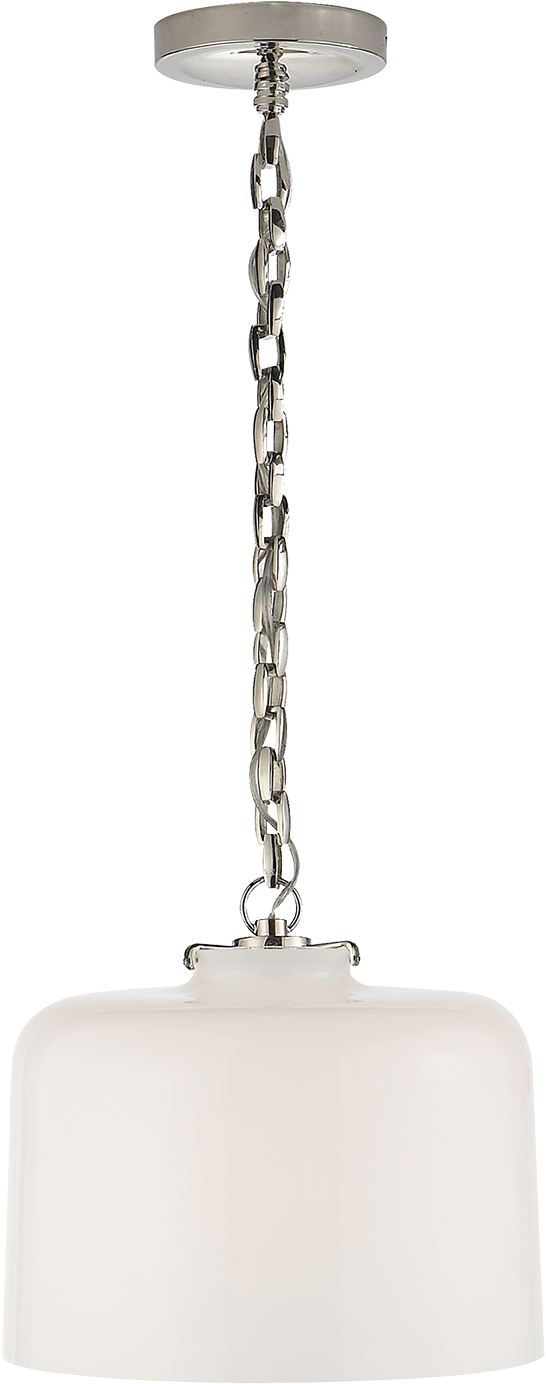 Katie Dome Pendant In Polished Nickel With White Glass - Silver (1440x1440), Png Download