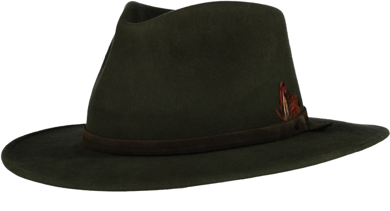 Green Fur Felt Fedora - Png Brown Fedora (800x446), Png Download