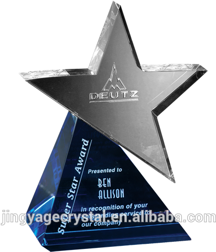 Jingyage Blue Star Blast Crystal Award - Trophy (580x580), Png Download