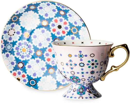 Dancing Magnolia Pale Pink Tall Tea Cup And Saucer - Ceramic (555x555), Png Download