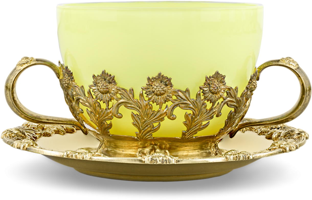 Royal Chrysanthemum Silver Gilt Teacups And Saucers - Cup (1351x1080), Png Download
