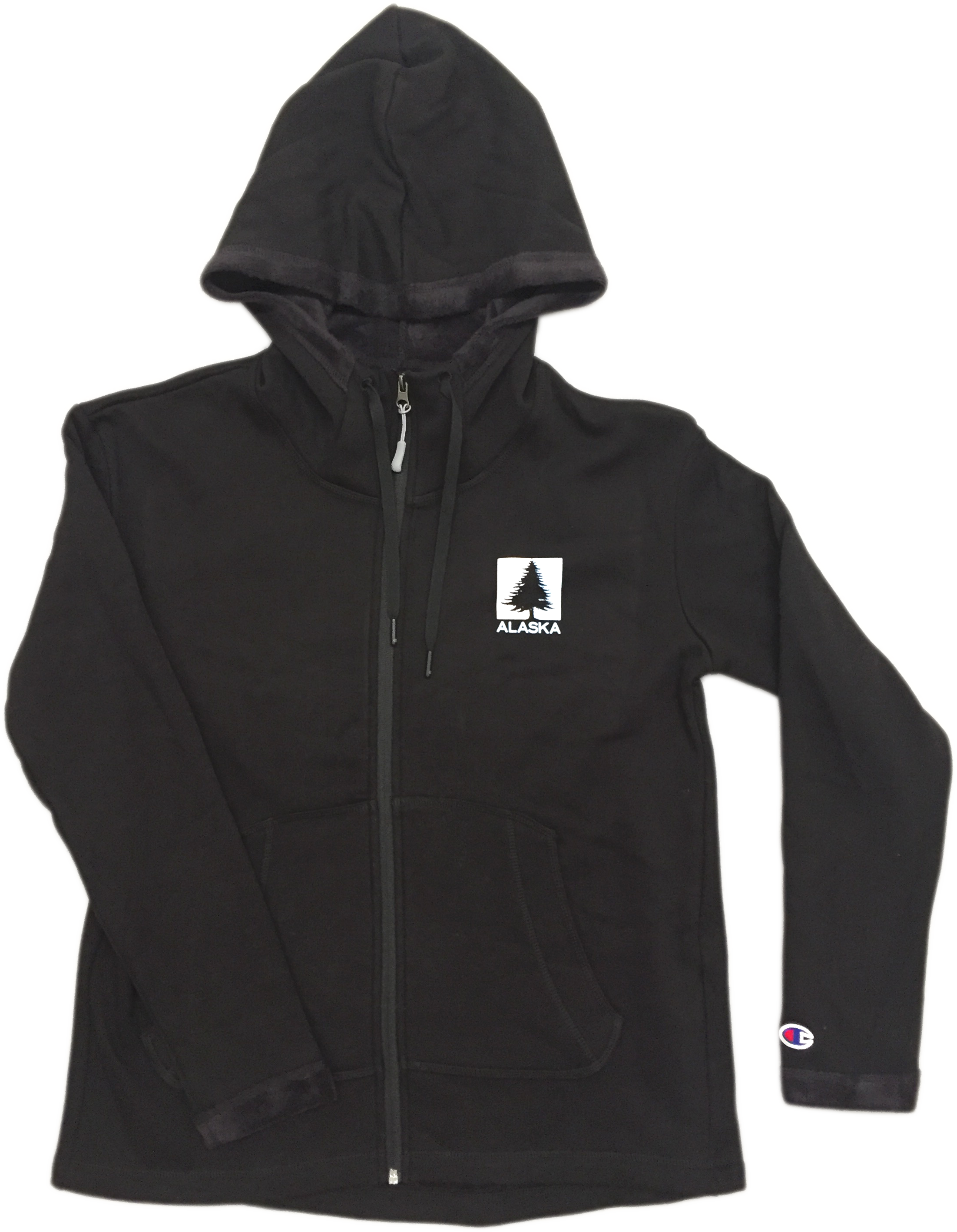 Cutout Tree Alaska Ladies Zip Hoodie - Vans Checker Taped Hood (2203x2836), Png Download