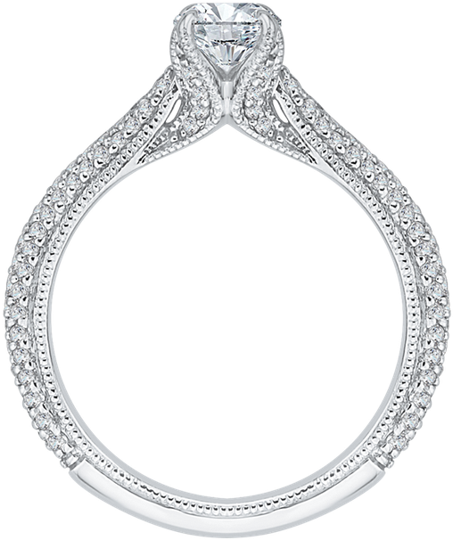 Promezza 14 K White Gold Promezza Engagement Ring - 3 Stone Ring Profile (800x800), Png Download