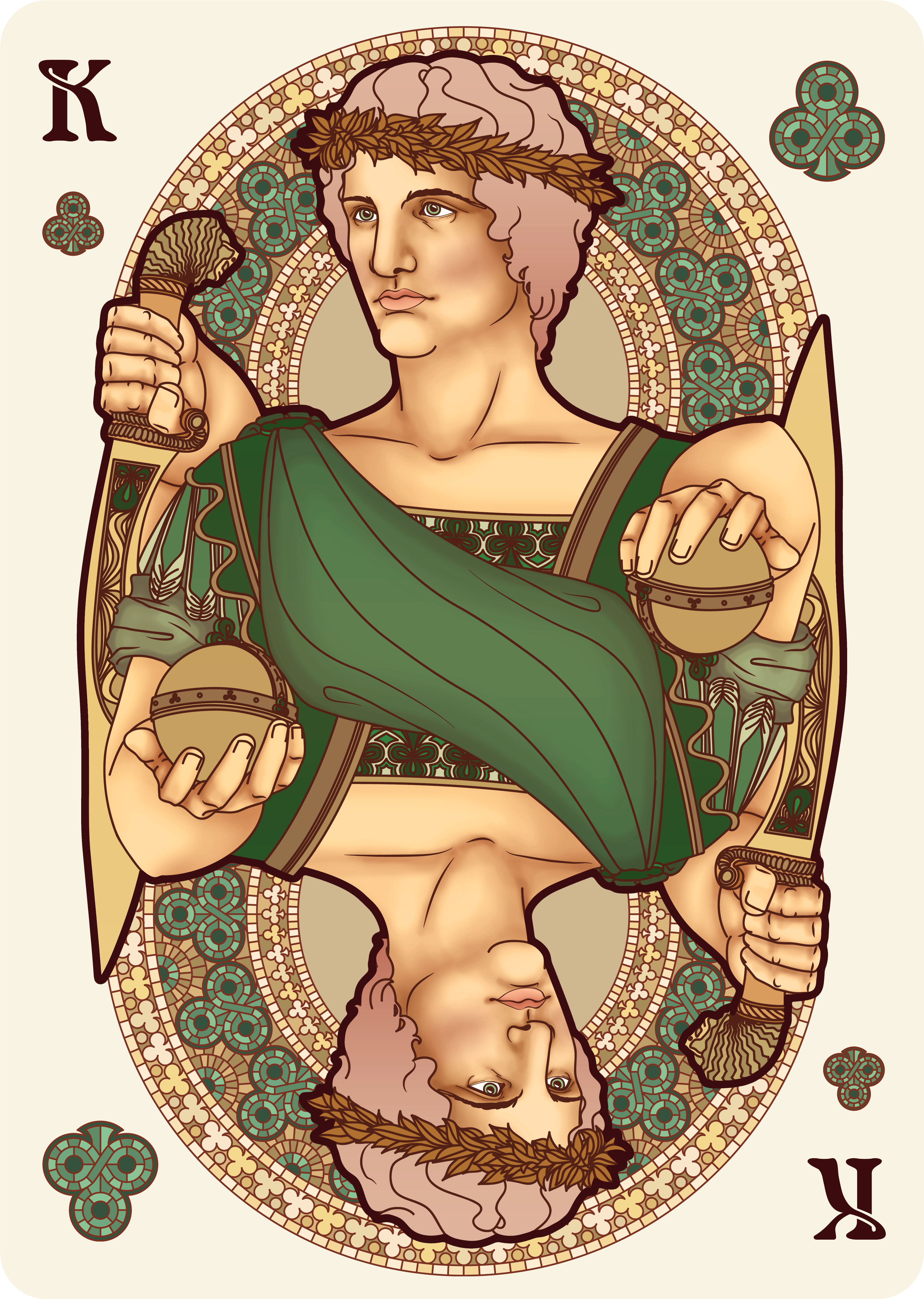 Nouveau Bourgogne Playing Cards King Of Clubs - Illustration (3776x5152), Png Download