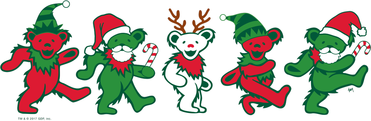 Holiday Greeting Cards, And $10 Off All Orders Over - Grateful Dead Dancing Bears Christmas (1200x393), Png Download