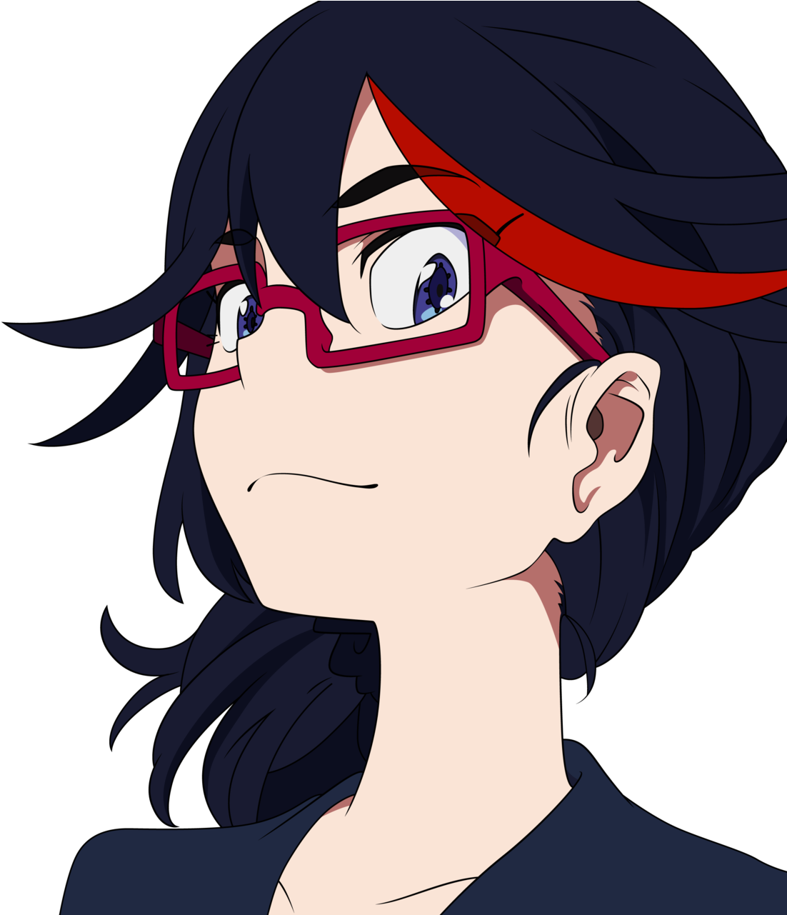 Ryuko Matoi Face Human Hair Color Facial Expression - Kill La Kill Ryuko With Glasses (1280x1280), Png Download