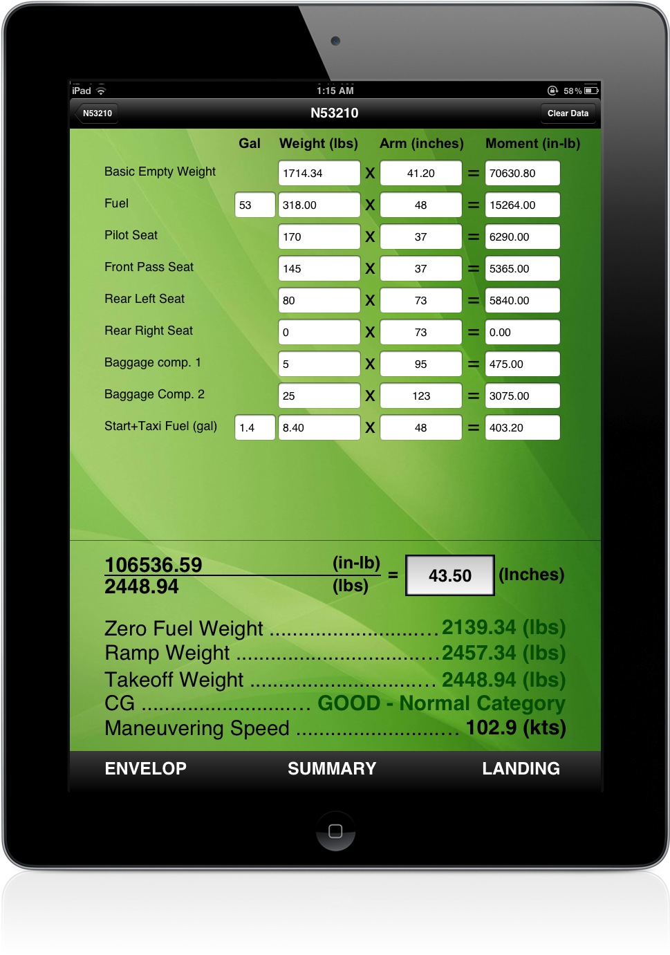 Aviation W&b Calculator Makes It Easy To Precisely - Tablet Computer (1250x1541), Png Download