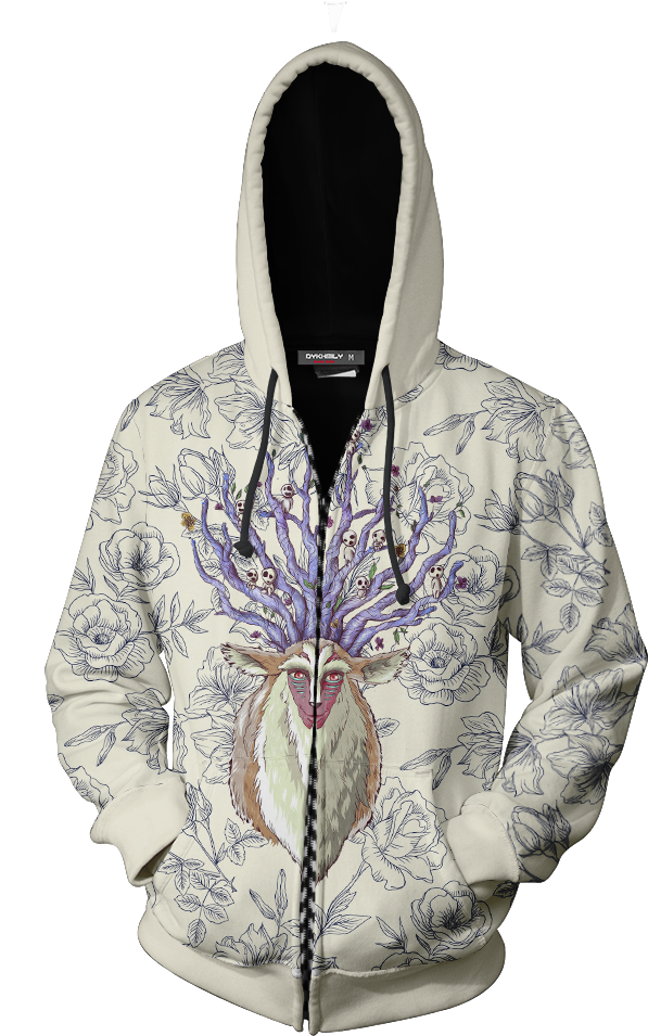 Princess Mononoke Forest Spirit Zip Up Hoodie Fullprinted - Kingdom Hearts Jacket Kairi (1024x1024), Png Download