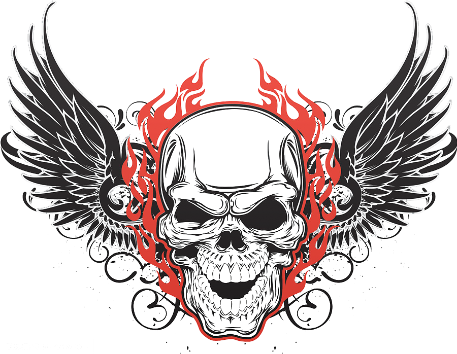 Tattoo Art Skull Flying Human Symbolism Skulls Clipart - Skull And Wings Tattoo (900x900), Png Download