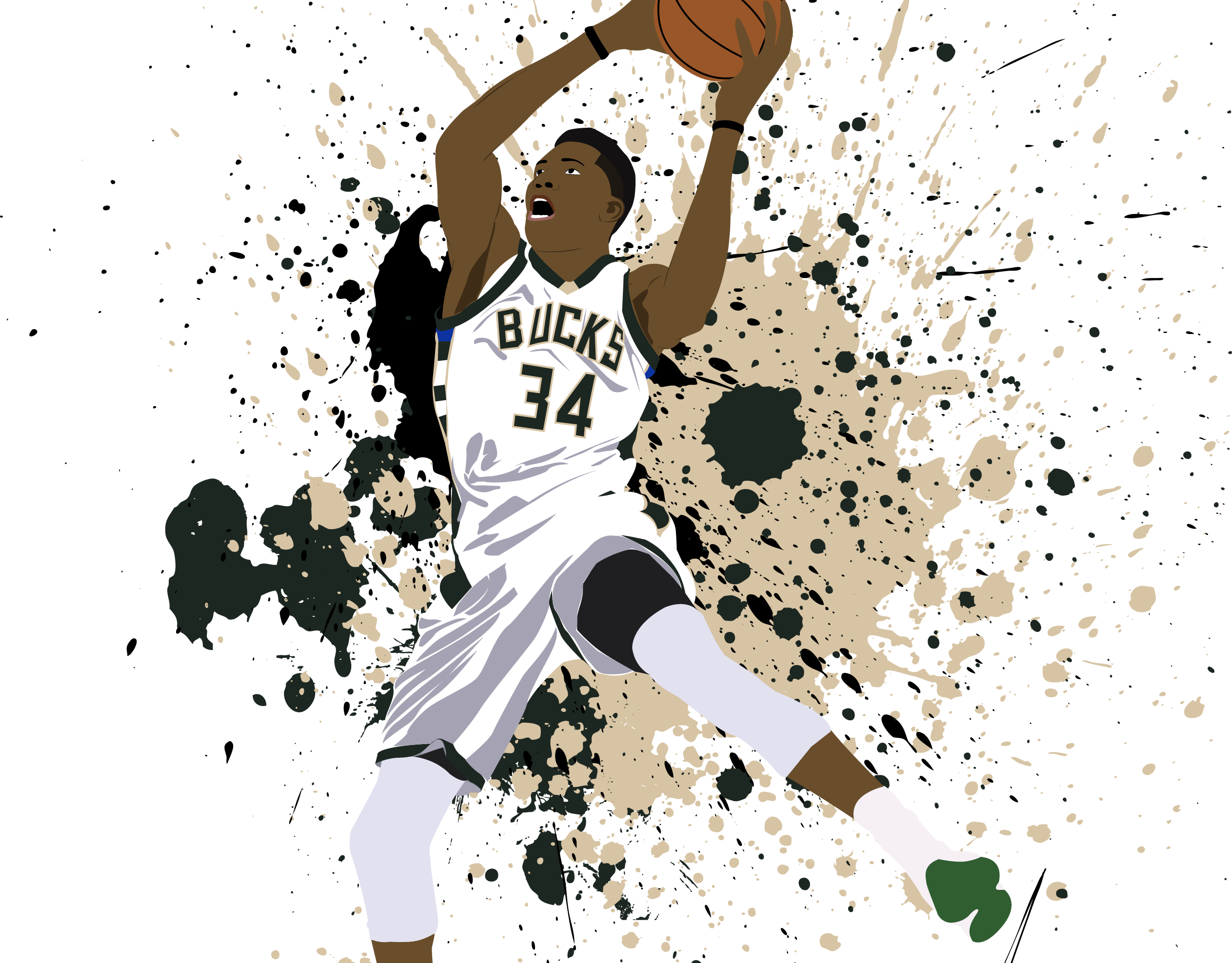 Giannis Antetokounmpo Paint Splatter Illustration - Giannis Antetokounmpo Png (2526x1975), Png Download