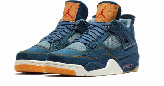 Air Jordan 4 Retro - Levis Air Jordan 4 (597x536), Png Download