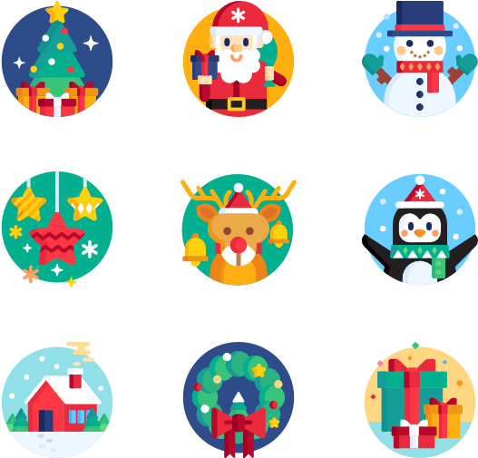 Christmas - School & Work Vector Flat Icons Png (600x564), Png Download