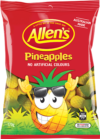 Allens Pineapples 170g Bag 3d No Flash 1 - Snakes Alive Allens (560x560), Png Download