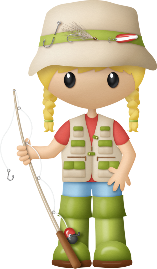 B *✿* Fishing Hole Decoupage, Fish Cookies, Scrapbook - Menina Pescando Png (598x1024), Png Download