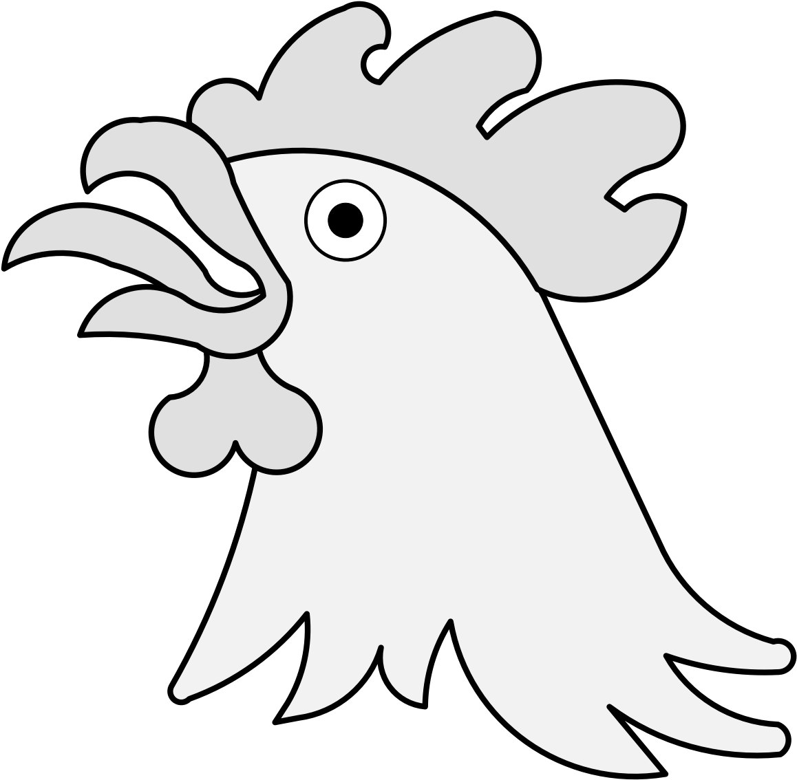 Cock Head Erased - Rooster (1181x1164), Png Download