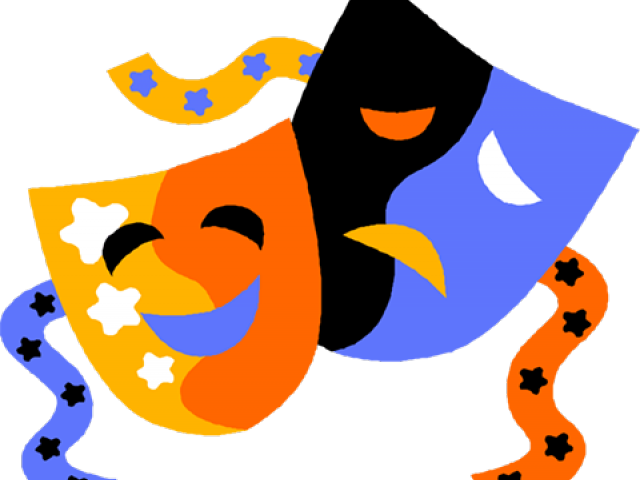 Masks Clipart Comedy Drama - Cartoon Drama Masks Png (640x480), Png Download