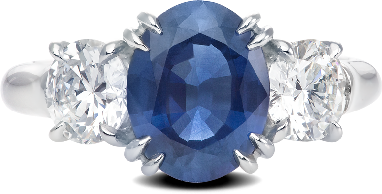Ring Tiffany Three Stone Sapphire Diamonds Platinum - Pre-engagement Ring (1000x1000), Png Download