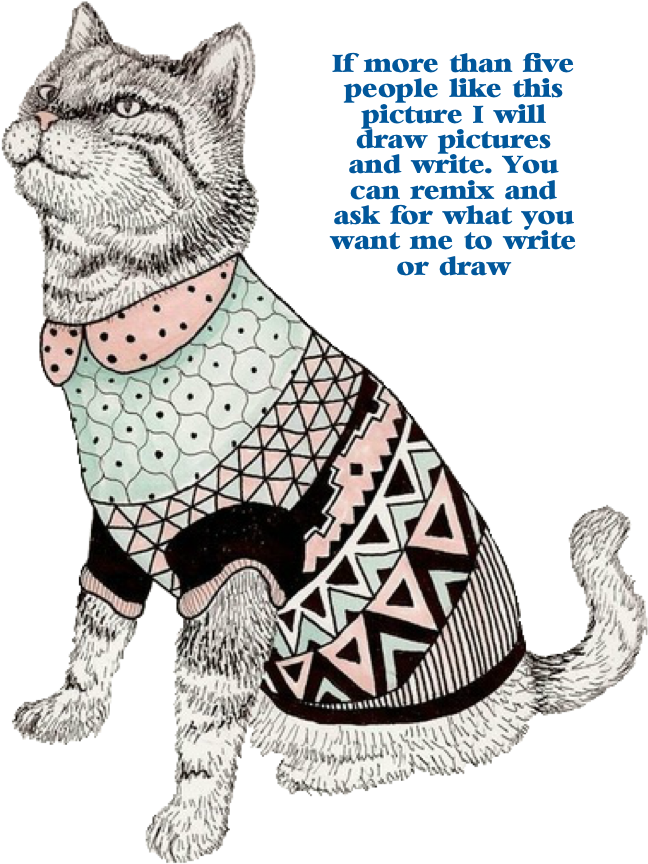 Cat Png Tumblr - Cat In Sweater Drawing (768x1024), Png Download