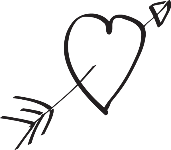 Heart With Arrow - Love Drawn Heart Png (600x524), Png Download