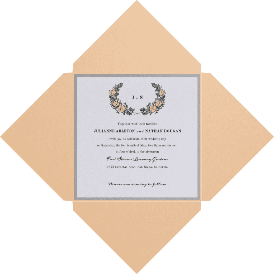 Flower Crown Wedding Invitation - Camel (881x881), Png Download