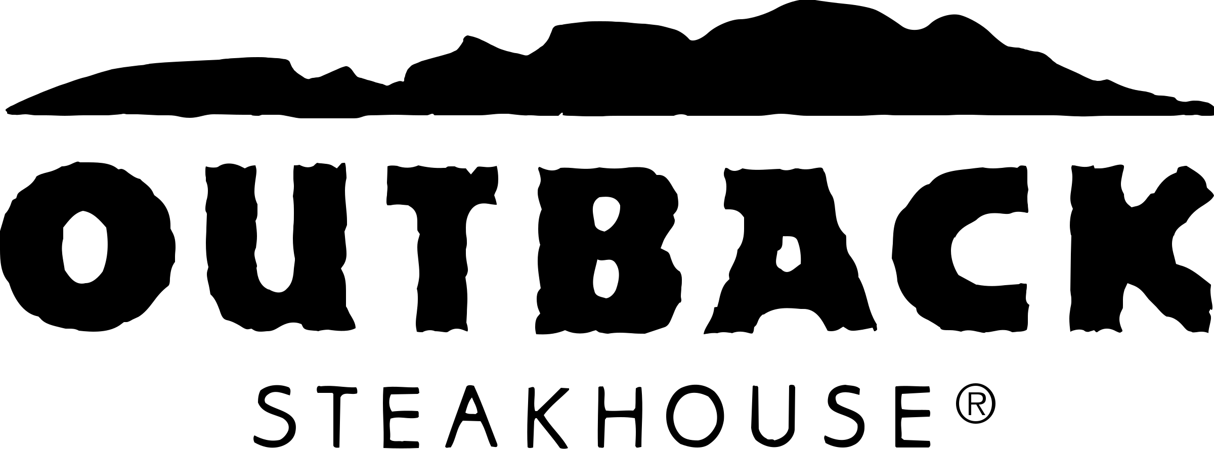 Outback Steakhouse Logo Black And White - Outback Steakhouse Logo Black (2400x888), Png Download