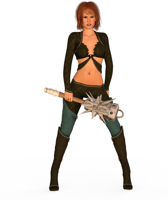Woman, Weapon, Female, Amazone, Mystical, Warrior - Girl (589x720), Png Download