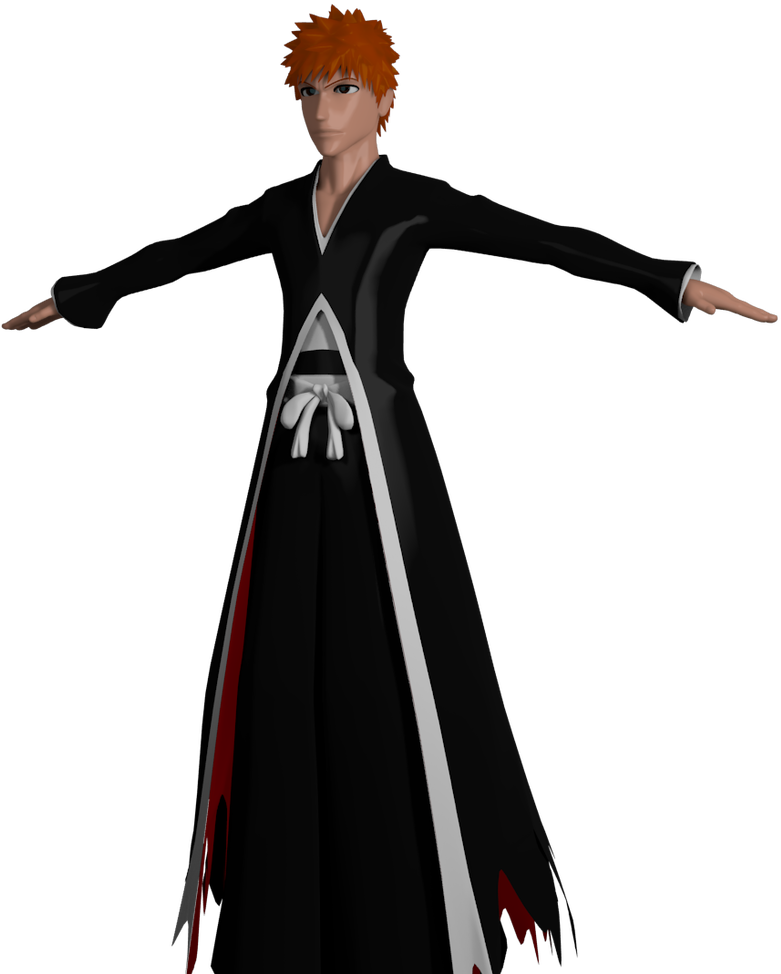 Anime Bleach Ichigo Kurosaki Bankai Clothes Ji Nero - Ichigo Kurosaki 3d Model (812x984), Png Download