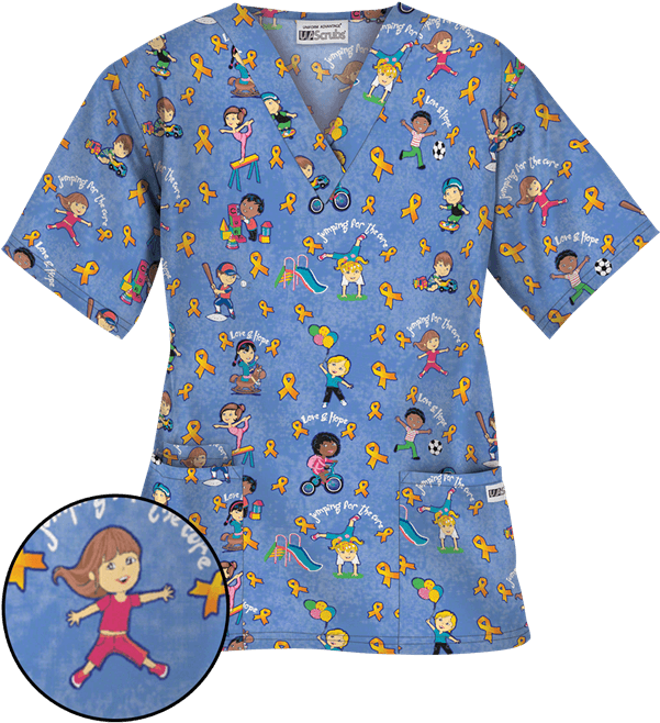 Pc61goa - Childhood Cancer Scrubs (600x720), Png Download