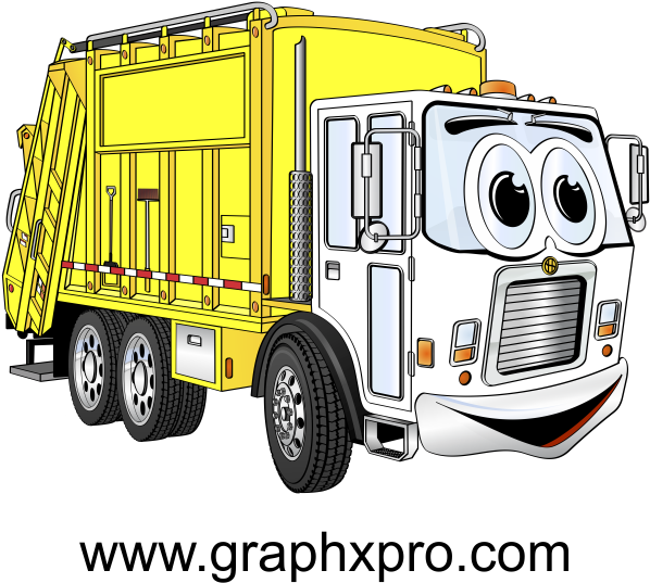 Jpg Transparent Vector Trucking Diesel Truck - Orange Garbage Truck Cartoon (735x554), Png Download