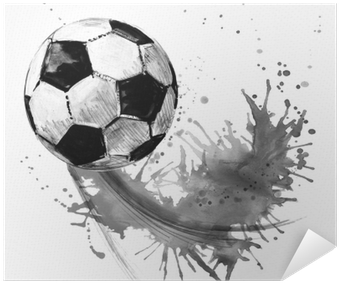Football Watercolor Hand Drawn Illustration Poster - Porta Calcio Disegnsta Sul Muro (400x400), Png Download