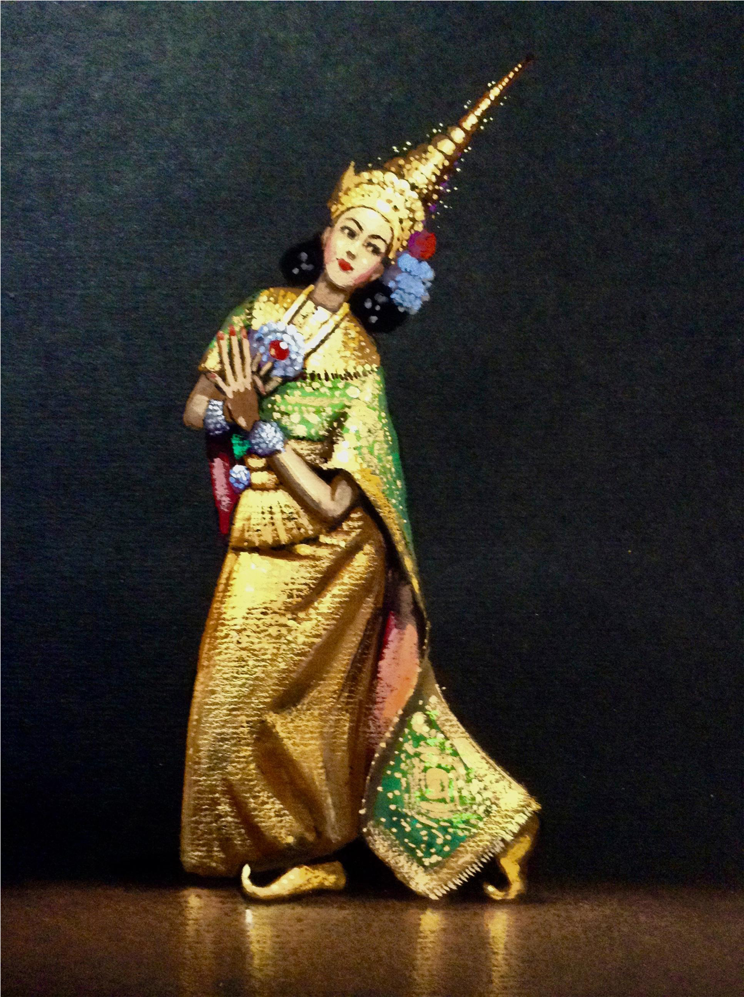 Charoen, Lakhon Matching Pair Thai Dancers, Gouache - Watercolor Painting (2048x2048), Png Download