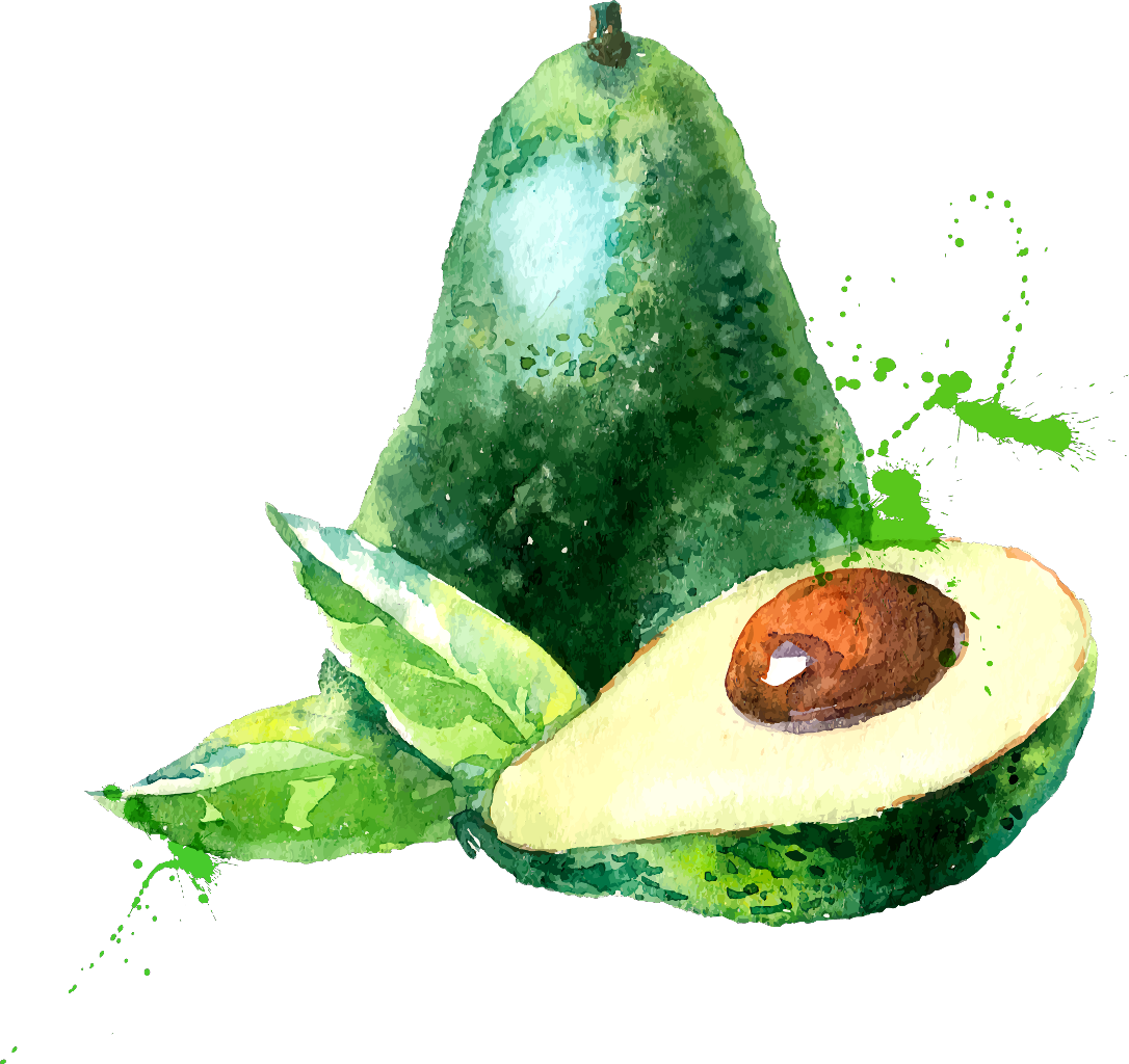 Ftestickers Watercolor Fruits Avocado - Seasonal Fruit In Month Of April (1086x1024), Png Download