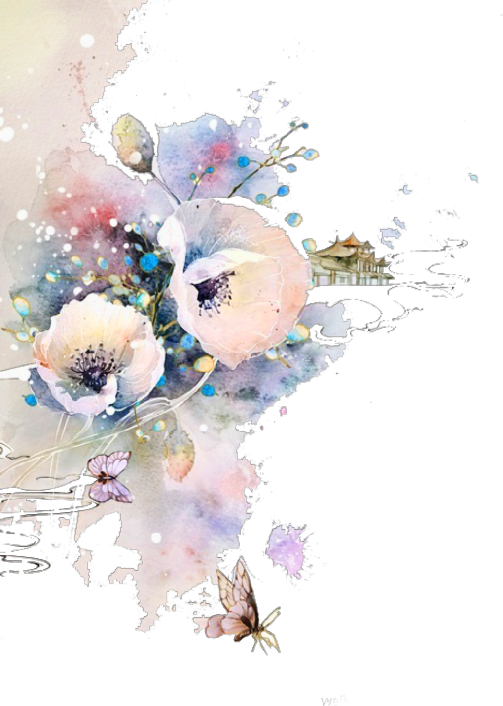 Report Abuse - Watercolor Floral Corner Png (1024x1447), Png Download