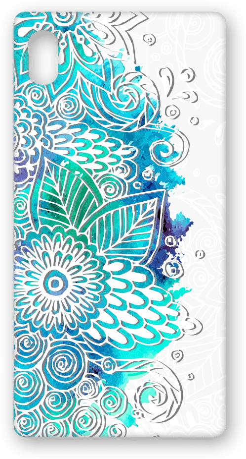 Blue Watercolor Flowers White Background - Pattern Simple Background Png (600x1050), Png Download