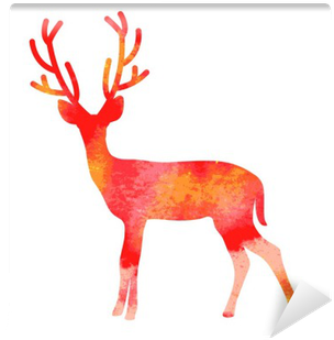 Vector Watercolor Deer With Horns Wall Mural • Pixers® - Watercolor Painting (400x400), Png Download