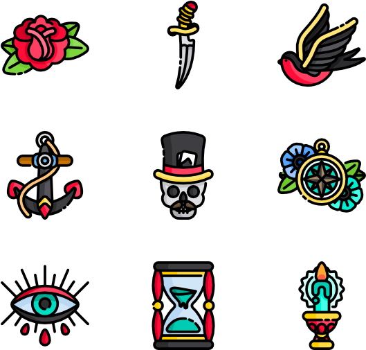 Old School Tattoo - Tattoo Old School Png (600x564), Png Download