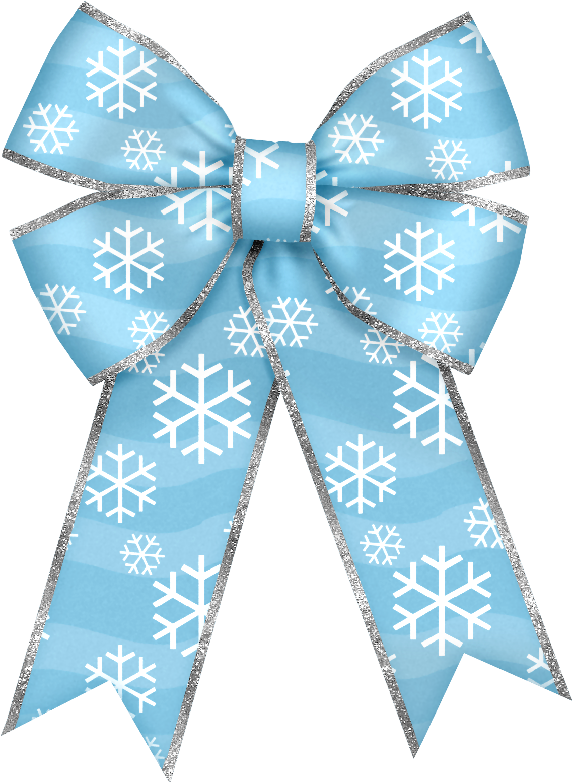 Christmas Blue Bow With Snowflakes Png Clipart - Blue Christmas Bow Clipart (441x600), Png Download
