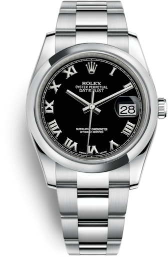 Discover The Date 34 Watch In White Rolesor - Rolex Datejust 36 Steel Rose Gold Watch Black Dial (640x640), Png Download