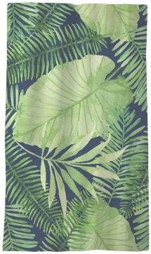 Tropical Seamless Pattern With Leaves - Leaves Watercolor Background (400x400), Png Download