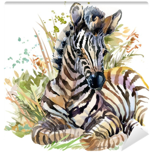 Wild Animals Watercolor Illustration Wall Mural • Pixers® - Watercolor Mother And Baby Tiger (400x400), Png Download