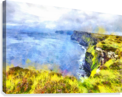 Cliffs Of Moher 1 Watercolor Canvas Print - Watercolor Painting (429x340), Png Download