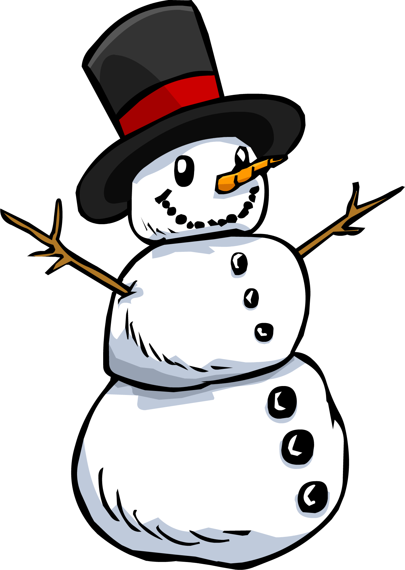 Snowman - Png - Snowman With Top Hat (1319x1856), Png Download